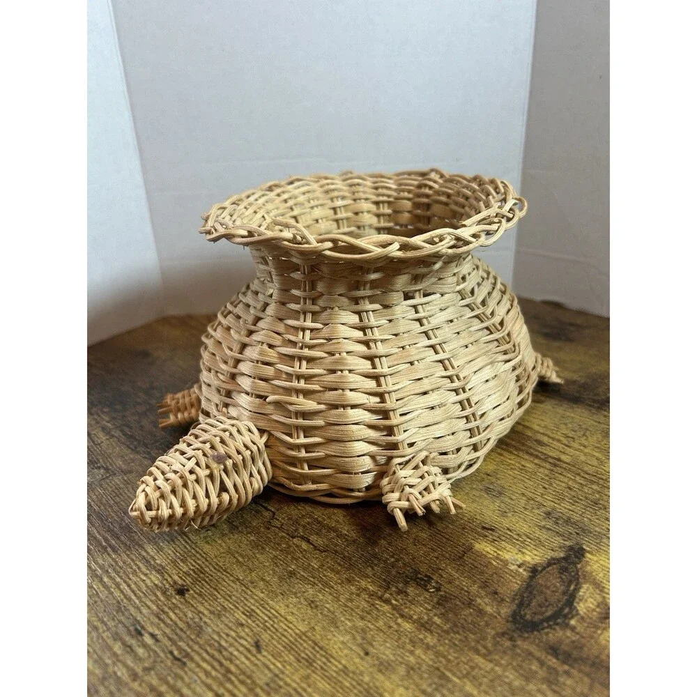 Vintage Turtle Shaped Basket Lightweight Decorative Storage Bowl 10” Long